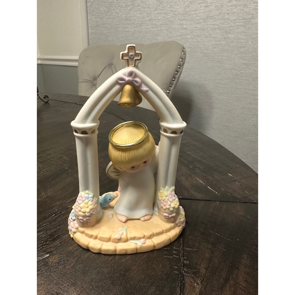 Precious Moments Angel Bell Archway Two Rings Two Hearts Porcelain Figurine EUC